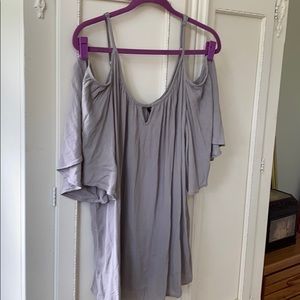 Grey cold shoulder top